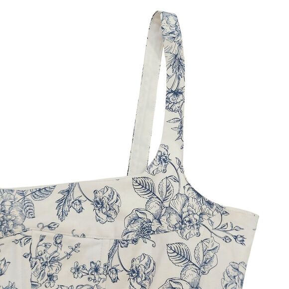 Christian Lacroix Crop Corset Top Womens Small White Blue Floral Square Neck - Picture 7 of 11